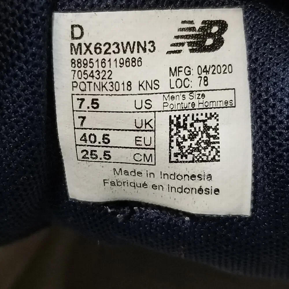 New Balance 623 MX623WN White Navy Blue Gray Sneakers Shoes Mens Size 7.5 D